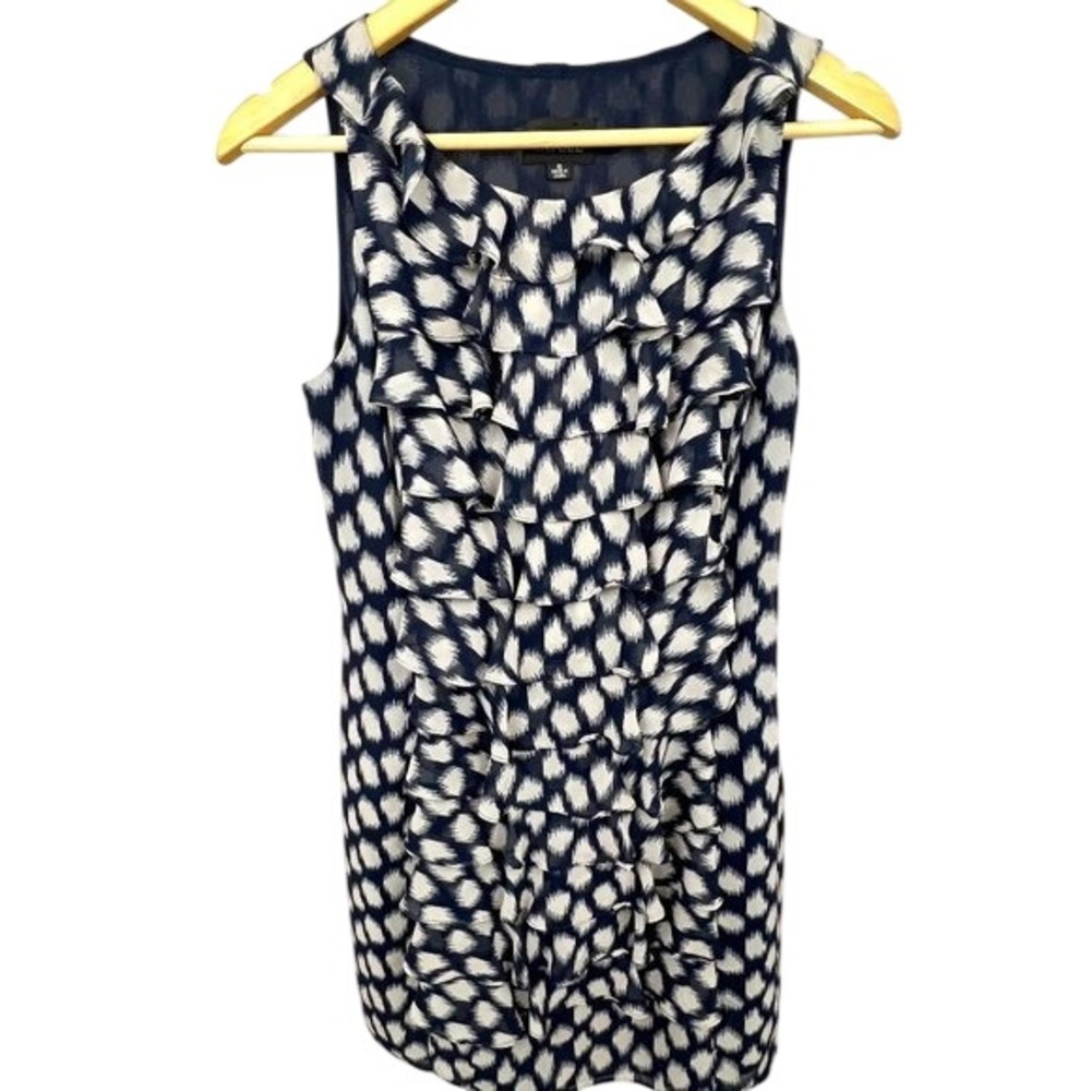 Adrianna Papell Abstract Polka Dot Ruffle Front Sleeveless Dress SZ 10